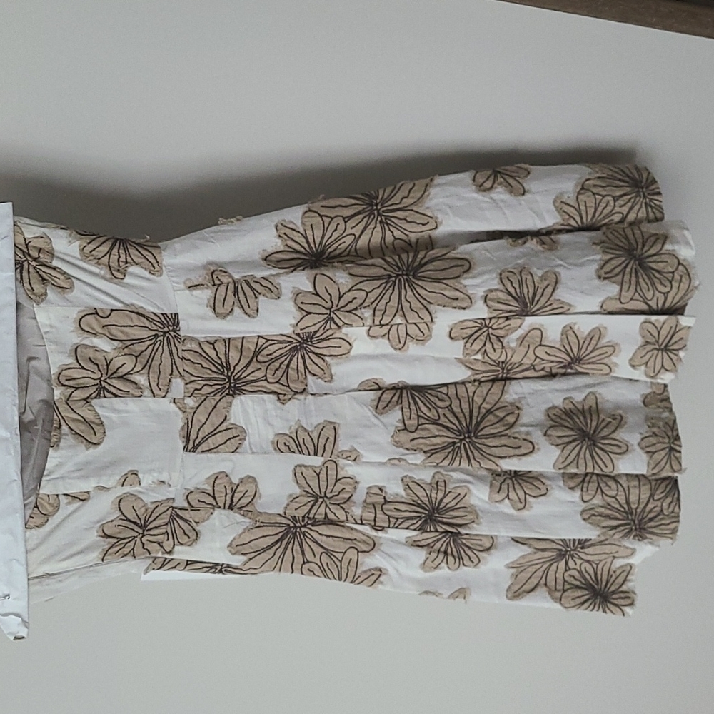 Tibi white and tan floral fit and flare dress sz 2 - Picture 5 of 10